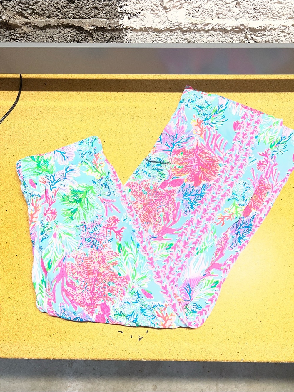 Lilly Pulitzer Pink & Aqua Tropical Wide Leg Jumpsuit Pants